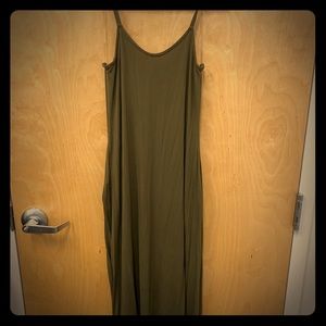 Olive Green Maxi Dress with Pockets.